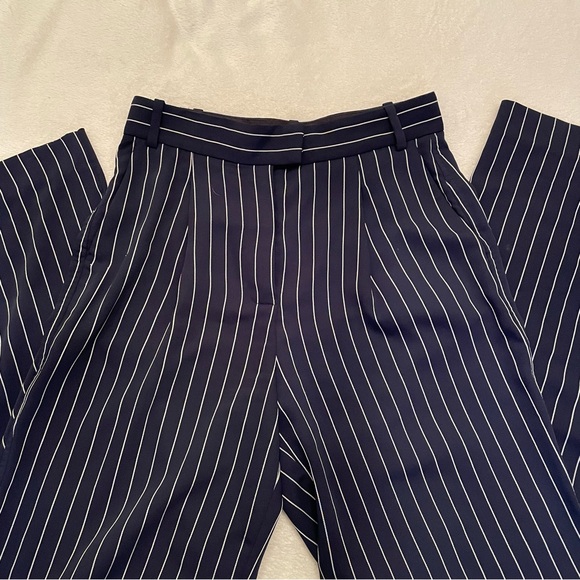 Aritzia Babaton Modesto Blue White Pinstripe 2 pants tailored wide leg pants - Picture 3 of 10